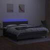 vidaXL Boxspringbett mit Matratze & LED Dunkelgrau 160x200 cm Stoff
