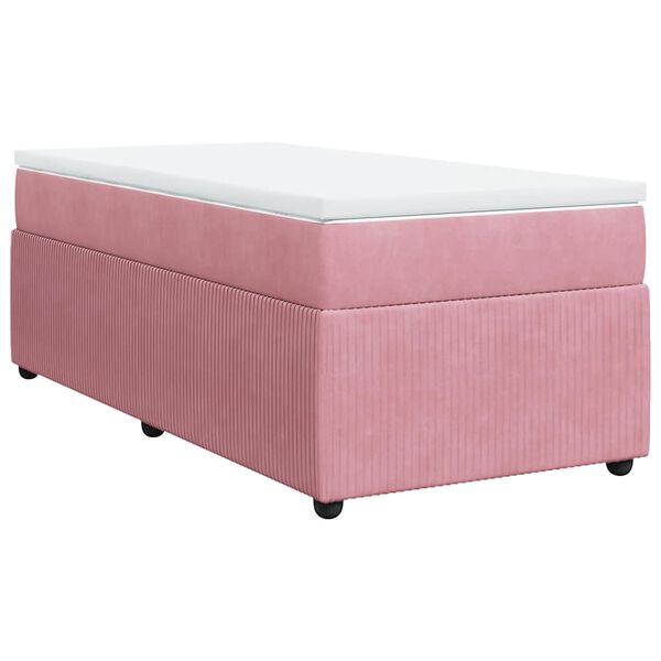 vidaXL Boxspringbett mit Matratze Rosa 90x200 cm Samt