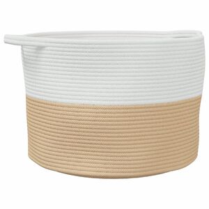 vidaXL W&auml;schekorb Beige und Wei&szlig; &Oslash;55x36 cm Baumwolle