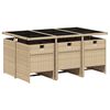 vidaXL 7-tlg. Garten-Essgruppe mit Kissen Beige Poly Rattan