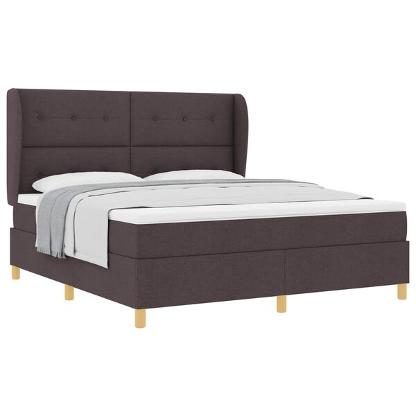 vidaXL Boxspringbett mit Matratze Dunkelgrau 90x190 cm Dunkelbraun