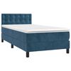 vidaXL Boxspringbett mit Matratze Dunkelblau 80x200 cm Samt