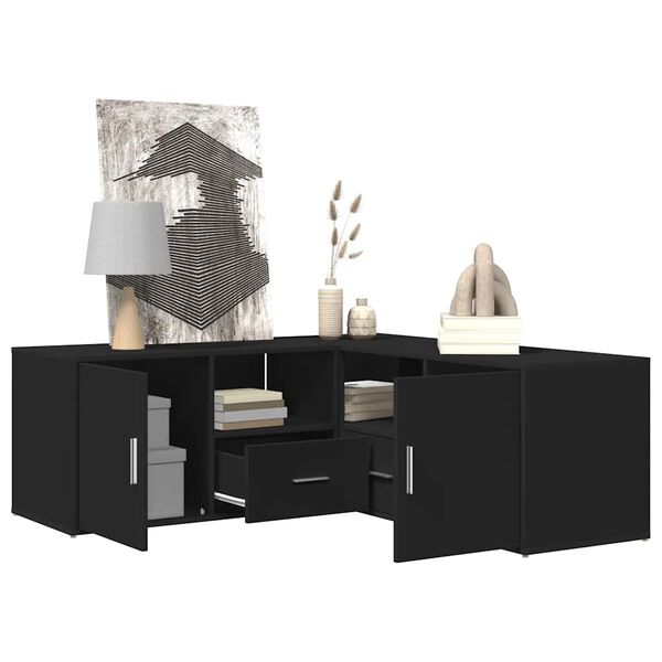 vidaXL Eckregal Schwarz 200x40x45 cm Holzwerkstoff