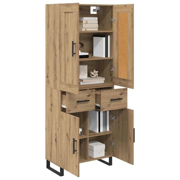 vidaXL Highboard Artisan-Eiche 69,5 x 34 x 180 cm Holzwerkstoff