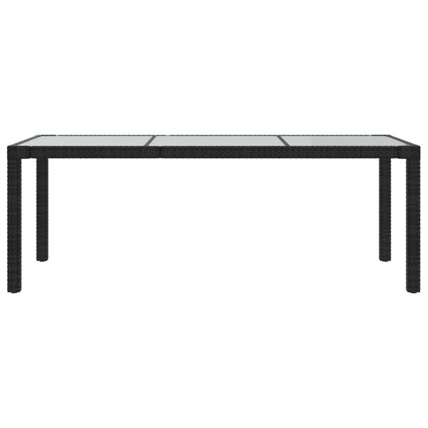 vidaXL Gartentisch Schwarz 190x90x75 cm Gehärtetes Glas Poly Rattan
