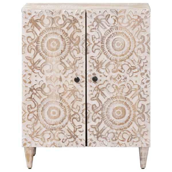 vidaXL Aufbewahrungs-Sideboard Wei&szlig; 60 x 33,5 x 75 cm Massivholz Mango