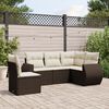 vidaXL 5-tlg. Garten-Sofagarnitur mit Kissen Braun Poly Rattan