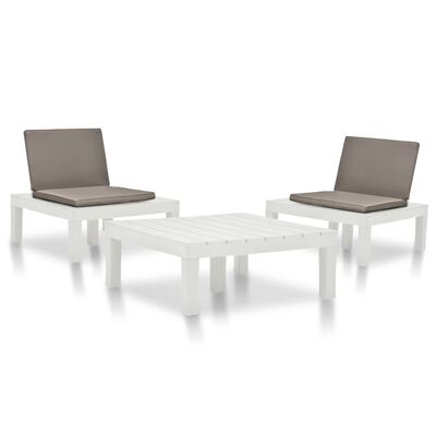 vidaXL 3-tlg. Garten-Lounge-Set Kunststoff Weiß