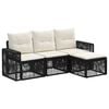 vidaXL Gartensofa-set 4 stk. Schwarz und Cremewei&szlig; Poly-Rattan