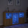vidaXL Sideboard mit LED-Leuchten Sonoma-Eiche 181,5x37x100 cm