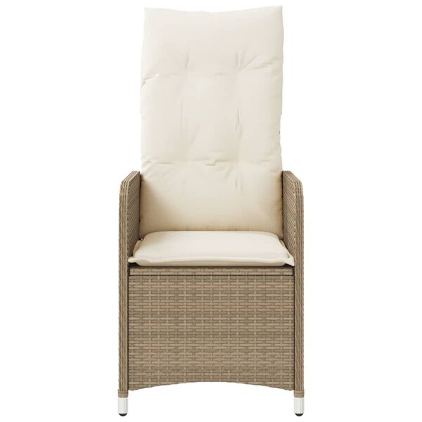 vidaXL Gartensessel mit Kissen 2 Stk. Verstellbar Beige Poly Rattan