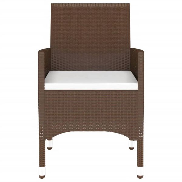 vidaXL 3-tlg. Bistro-Set Poly-Rattan und Hartglas Braun