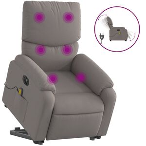 vidaXL Elektrischer Massagesessel mit Aufstehhilfe Taupe Stoff