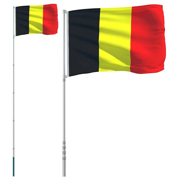 vidaXL Flagge Belgiens mit Mast 5,5 m Aluminium