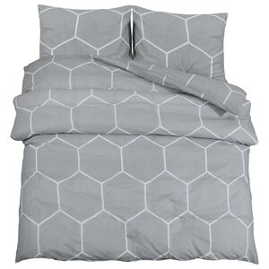 vidaXL Bettw&auml;sche-Set Grau und Wei&szlig; 200x200 cm Baumwolle