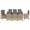 vidaXL Garten Essgruppe mit Kissen 9 pcs Beige Poly-Rattan