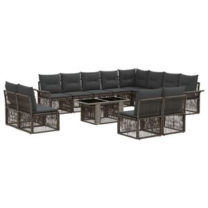 vidaXL Gartensofa-set 13 stk. Grau und Dunkelgrau Poly-Rattan