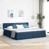 vidaXL Bett mit Stauraum und LED mit Matratze Blau 200 x 200 cm Stoff
