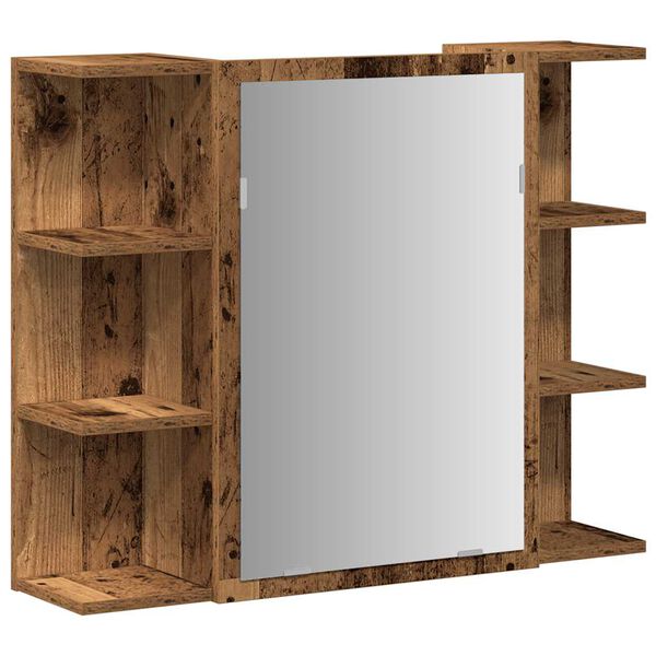 vidaXL Bad-Spiegelschrank Altholz-Optik 80x20,5x64 cm Holzwerkstoff