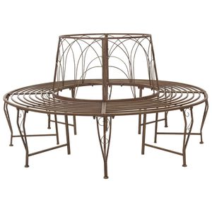 vidaXL Baumbank 8-Sitzanzahl &Oslash; 160 x 89 cm Stahl Antikbraun Rund