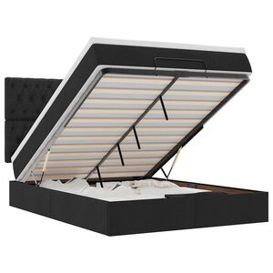 vidaXL Ottoman-Bett mit Matratze & LEDs Schwarz 140x190 cm Stoff
