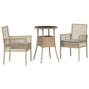 vidaXL Garten Essgruppe 3 pcs Beige Poly-Rattan