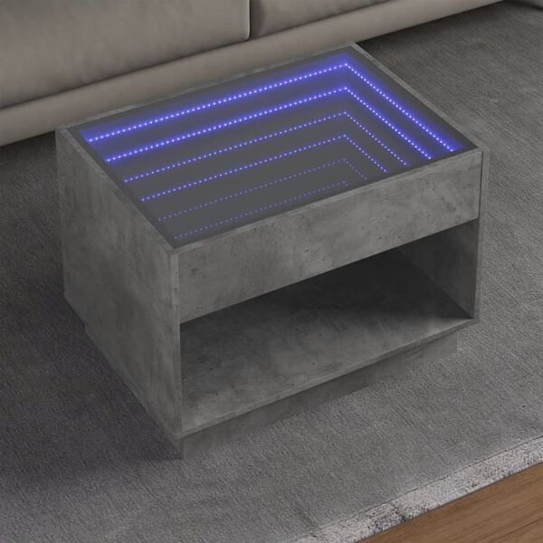 vidaXL Couchtisch mit Infinity-LED Betongrau 70x50x50 cm