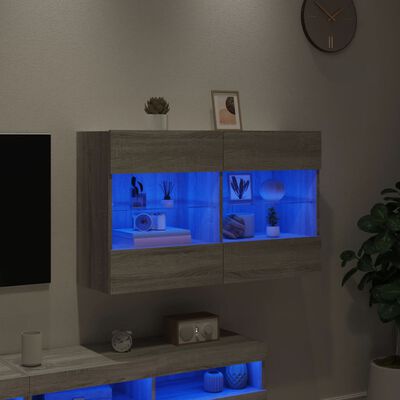 vidaXL TV-Wandschrank mit LED-Leuchten Grau Sonoma 98,5x30x60,5 cm
