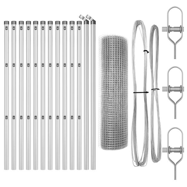 vidaXL Zaunpfosten Silber 25 x 0,8 m (25 x 25 mm Mesh) Stahl
