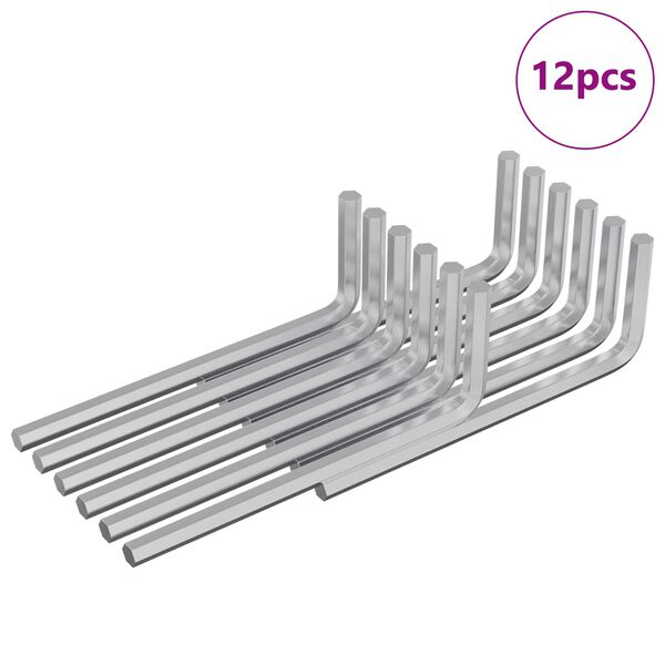 vidaXL Inbusschl&uuml;ssel 12 pcs Silber 32 x 86 mm Stahl