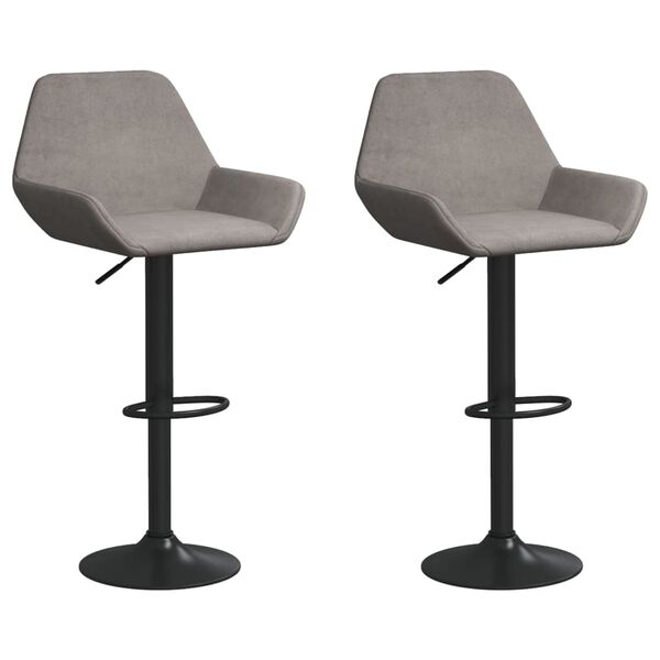 vidaXL Barhocker 2 Stk. Hellgrau Samt