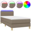 vidaXL Boxspringbett mit Matratze & LED Taupe 80x200 cm Stoff