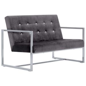 vidaXL 2-Sitzer-Sofa mit Armlehnen Dunkelgrau Chrom und Samt