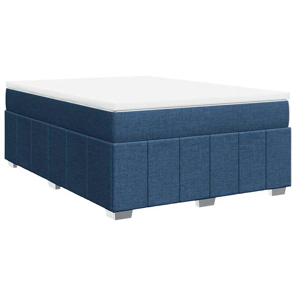 vidaXL Boxspringbett mit Matratze Blau 140x190 cm Stoff