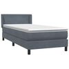 vidaXL Boxspringbett mit Matratze Dunkelgrau 80x210 cm Samt