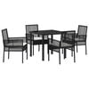 vidaXL Garten Essgruppe mit Kissen 5 pcs Schwarz Poly-Rattan