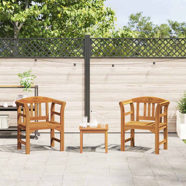 vidaXL M&ouml;belset mit Kissen 3 pcs Natur Massivholz Akazie