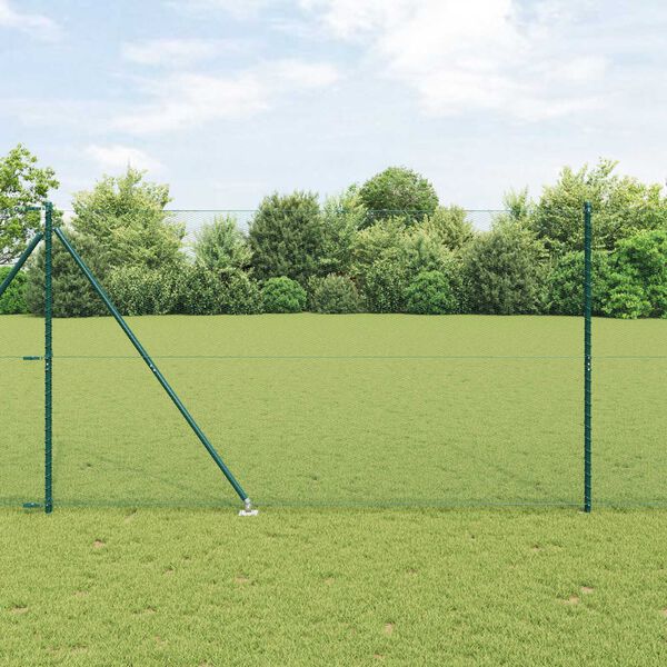 vidaXL Zaunpfosten Gr&uuml;n 10 x 1,5 m (13 mm Maschenweite) Stahl und PVC