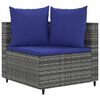 vidaXL 5-tlg. Garten-Sofagarnitur mit Kissen Grau Poly Rattan