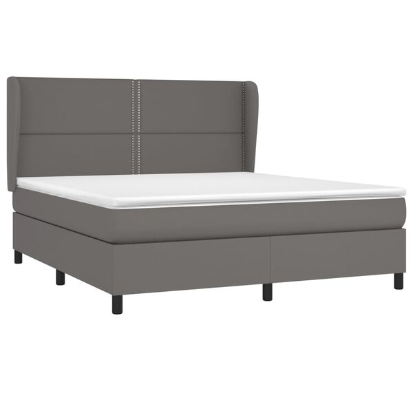 vidaXL Boxspringbett mit Matratze Grau 160x200 cm Kunstleder