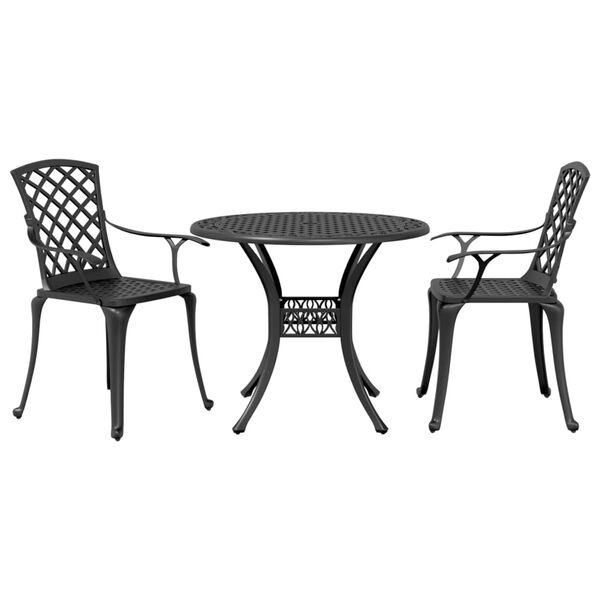 vidaXL 3-tlg. Bistro-Set Schwarz Aluminiumguss