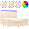 vidaXL Boxspringbett mit Matratze & LED Creme 160x200 cm Stoff