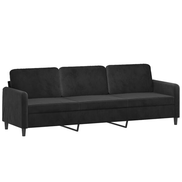 vidaXL 3-Sitzer-Sofa mit Hocker Schwarz 210 cm Samt