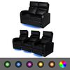 vidaXL 2-tlg. LED Relaxsessel-Set 2+3 Sitzer Kunstleder Schwarz