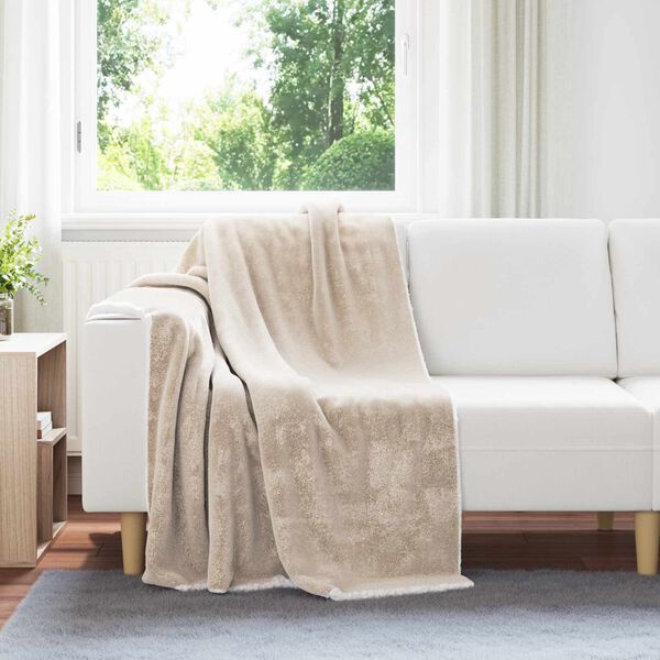 vidaXL &Uuml;berwurfdecke Beige 130 x 150 cm Fleece