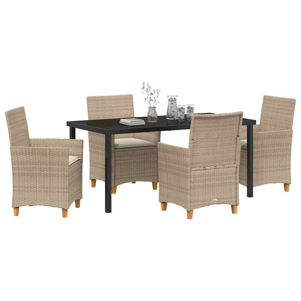 vidaXL Garten Essgruppe 5 pcs Beige Poly-Rattan