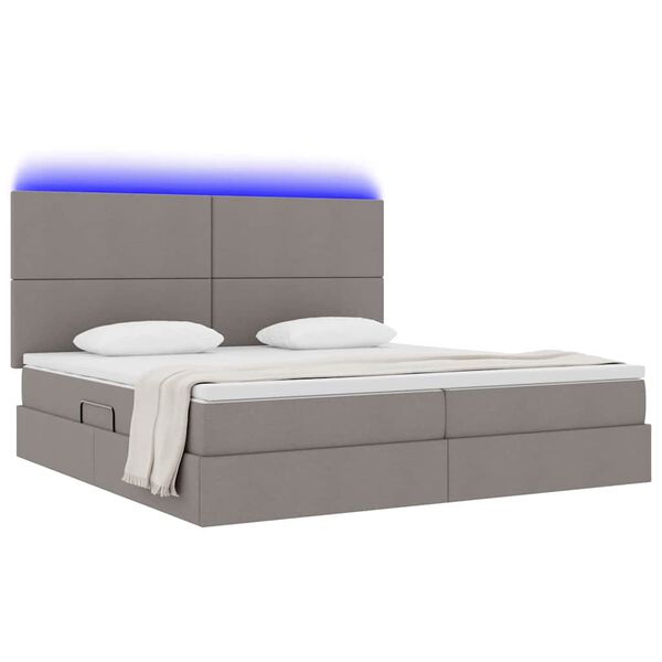 vidaXL Bett mit Stauraum und LED mit LED Taupe 200 x 200 cm Polyester