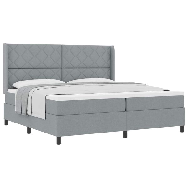 vidaXL Boxspringbett mit Matratze Hellgrau 200 x 200 cm Stoff