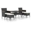vidaXL 5-tlg. Garten-Essgruppe Poly Rattan und Hartglas Schwarz