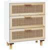 vidaXL Sideboard Wei&szlig; 60x30x70 cm Massivholz Kiefer und Natur-Rattan